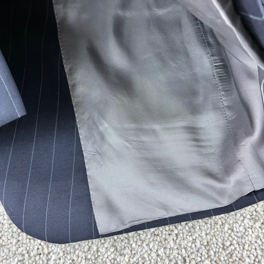 Jack Victor Von Maur Mens 42R Navy Pinstripe‎ Wool Two Button Blazer Jacket